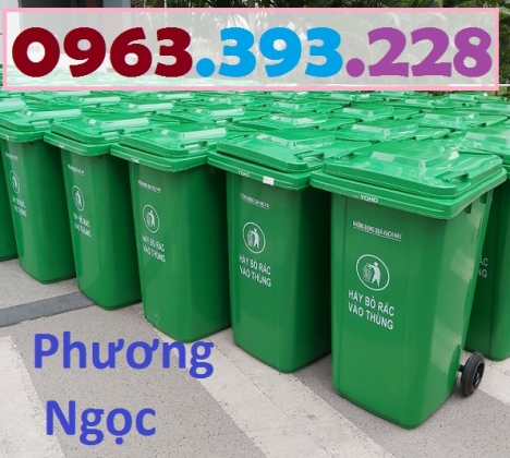 Thùng rác nhựa 240 lít nắp kín, thùng rác 2 bánh xe nhựa HDPE, thùng rác nhựa 240L