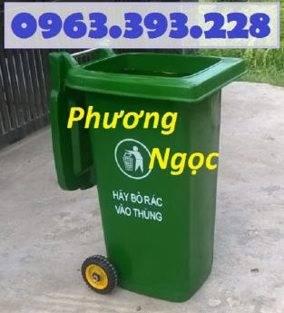 Thùng rác nhựa 240 lít nắp kín, thùng rác 2 bánh xe nhựa HDPE, thùng rác nhựa 240L