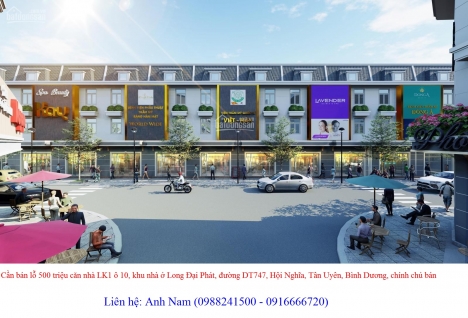 Cần bán lỗ 500 triệu căn nhà LK1 ô 10, khu nhà ở Long Đại Phát, Tân Uyên, Bình Dương