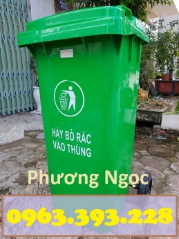 Thùng đựng rác công cộng 120L, thùng rác 2 bánh xe, thùng rác nhựa HDPE 120 Lít