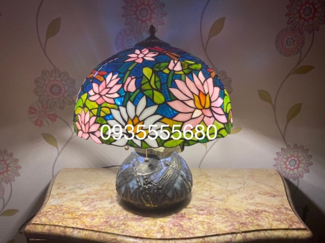 Đèn nấm hoa sen hoạ tiết chuồn hoa sen