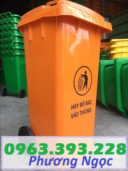 Thùng đựng rác công cộng 120L, thùng rác 2 bánh xe, thùng rác nhựa HDPE 120 Lít