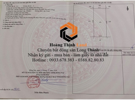 Cần bán gấp Đất TĐC Tân Hiệp, Long Thành, DT 10x25, 258m2, 100%TC