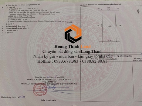 Cần bán gấp Đất TĐC Tân Hiệp, Long Thành, DT 10x25, 258m2, 100%TC