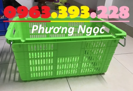 Sọt thanh long, sọt nhựa rỗng có quai sắt, sóng nhựa HS011, sọt quai sắt đựng nông sản