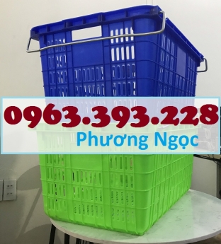 Sọt thanh long, sọt nhựa rỗng có quai sắt, sóng nhựa HS011, sọt quai sắt đựng nông sản