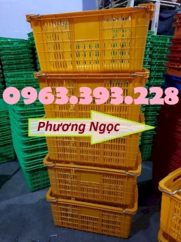 Sọt thanh long, sọt nhựa rỗng có quai sắt, sóng nhựa HS011, sọt quai sắt đựng nông sản