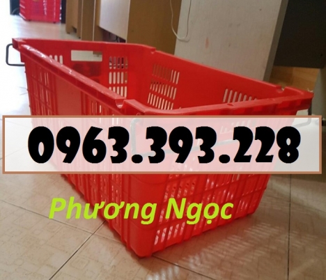 Sọt thanh long, sọt nhựa rỗng có quai sắt, sóng nhựa HS011, sọt quai sắt đựng nông sản