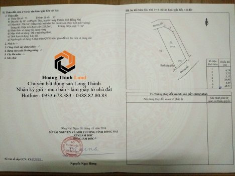 Đất đẹp khu trung tâm xã Phước Thái, dt 9x28, 100% thổ cư, 2 mặt tiền, nở hậu