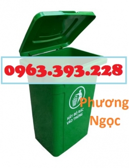 Thùng rác công cộng 90L nắp kín, thùng rác có nắp đậy, thùng rác 90 Lít nhựa HDPE