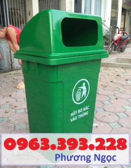 Thùng rác công nghiệp 90 Lít nắp hở, thùng rác nhựa HDPE 90L, thùng rác 90 nắp hở