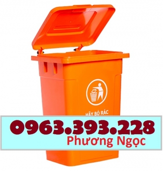 Thùng rác công cộng 90L nắp kín, thùng rác có nắp đậy, thùng rác 90 Lít nhựa HDPE