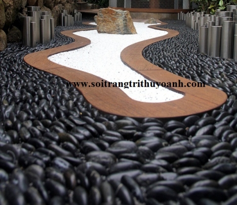 Sỏi đen bóng ốp lát trang trí hcm