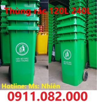 Chuyên cung cấp thùng rác cho các đại lý giá sỉ- Thùng rác 120L 240L 2 bánh xe nắp kín - lh 09110820