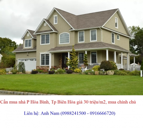 Cần mua nhà P Hòa Bình, Tp Biên Hòa giá 30 triệu/m2, mua chính chủ, chịu phí sang tên