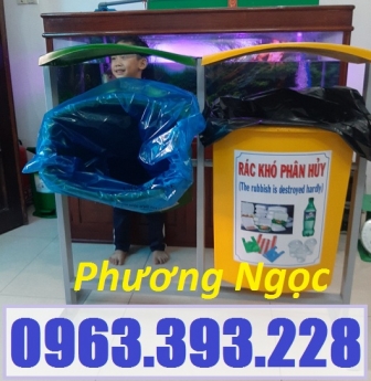 Thùng rác treo đôi 80 Lít, thùng rác 2 ngăn có mái che, thùng rác treo đôi nhựa composite