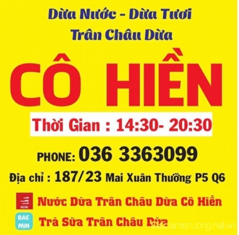 Dừa Nước, Dừa Tươi, Trân Châu Dừa Cô Hiền Quận 6