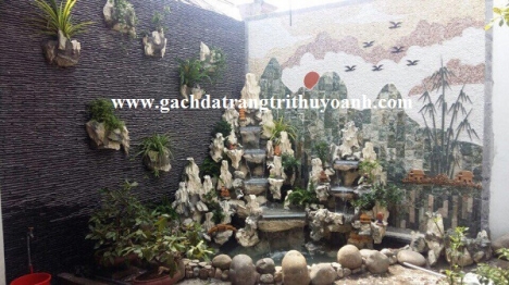 Tiểu cảnh sân vườn trang trí bằng đá suối tự do