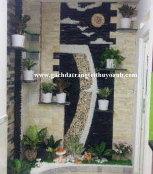 Tiểu cảnh sân vườn trang trí bằng đá suối tự do