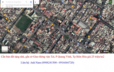Bán đất tặng nhà, gần sở Giao thông vận Tải, P Quang Vinh, Tp Biên Hòa giá 25 triệu/m2