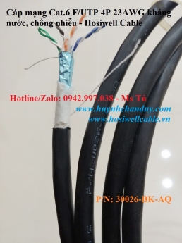 Cáp mạng Hosiwell Cat.6 F/UTP kháng nước, chống nhiễu - P/N: 30026-BK-AQ