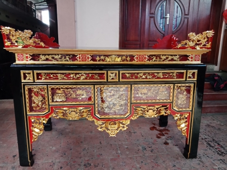 Ô xa gỗ mít, dổi, vàng tâm, gụ sơn son thếp vàng bạc, phun phủ bóng