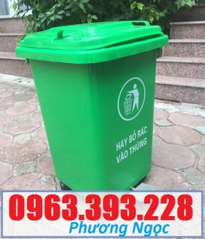 Thùng rác HDPE nắp kín, thùng rác nhựa 60L, thùng rác công cộng 60 Lít