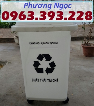 Thùng rác HDPE nắp kín, thùng rác nhựa 60L, thùng rác công cộng 60 Lít