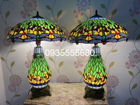 Giao lưu đôi đèn tiffany hai thân chuồn xanh