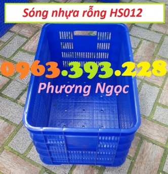 Sóng nhựa rỗng HS012, sọt nhựa rỗng đáy đặc, thùng nhựa đáy đặc có lỗ