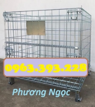 Lồng trữ hàng siêu thị, xe đẩy lồng lưới, lồng chứa hàng có bánh xe, lồng lưới gập
