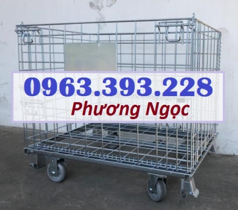 Lồng trữ hàng siêu thị, xe đẩy lồng lưới, lồng chứa hàng có bánh xe, lồng lưới gập