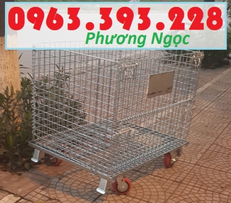 Lồng trữ hàng siêu thị, xe đẩy lồng lưới, lồng chứa hàng có bánh xe, lồng lưới gập