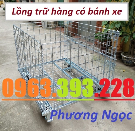 Lồng trữ hàng siêu thị, xe đẩy lồng lưới, lồng chứa hàng có bánh xe, lồng lưới gập