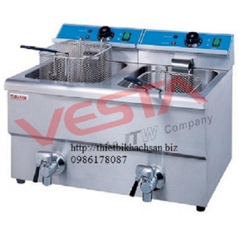 Bếp chiên nhúng điện đôi, có van xả dầu