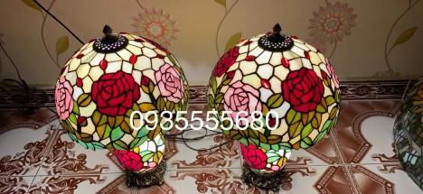 Thanh lý đôi đèn hai thân họa tiết hoa hồng cao cấp