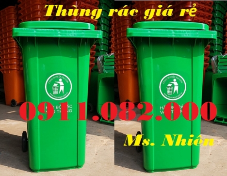 Cung cấp thùng 240 lít giá rẻ, thùng rác 240 lít màu xanh, cam, vàng, thùng rác nắp kín- lh 09110820
