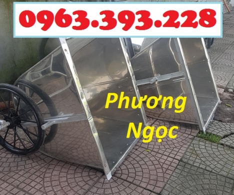 Xe gom rác inox, xe gom rác đẩy tay, thùng rác inox 3 bánh xe, xe thu gom rác thải