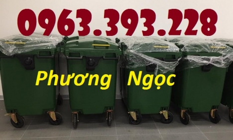 Xe gom rác nhựa 660 Lít, xe rác nhựa 4 bánh xe, thùng rác 660L nhựa HDPE