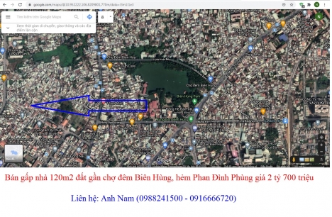 Bán gấp nhà 120m2 đất gần chợ đêm Biên Hùng, hẻm Phan Đình Phùng giá 2 tỷ 700 triệu