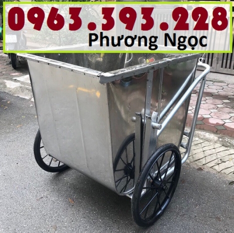 Xe gom rác inox, xe gom rác đẩy tay, thùng rác inox 3 bánh xe, xe thu gom rác thải