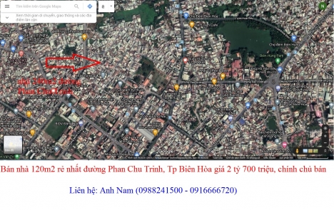 Bán nhà 120m2 rẻ nhất đường Phan Chu Trinh, Tp Biên Hòa giá 2 tỷ 700 triệu, chính chủ bán