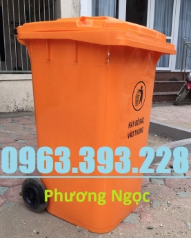 Thùng rác nắp kín 240 Lít, thùng rác nhựa HDPE, thùng rác công cộng 2 bánh xe