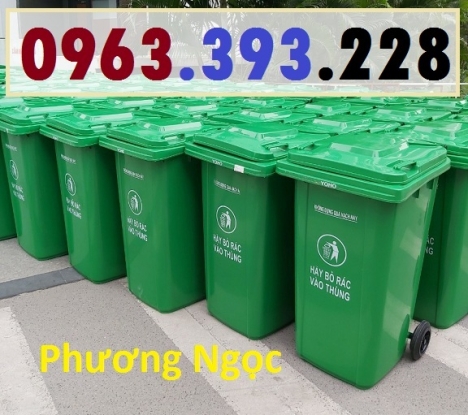 Thùng rác nắp kín 240 Lít, thùng rác nhựa HDPE, thùng rác công cộng 2 bánh xe
