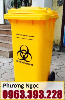 Thùng rác nhựa 120 lít nắp kín, thùng rác 120L nhựa HDPE, thùng rác công cộng 2 bánh xe