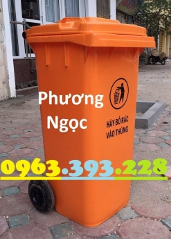 Thùng rác nhựa 120 lít nắp kín, thùng rác 120L nhựa HDPE, thùng rác công cộng 2 bánh xe