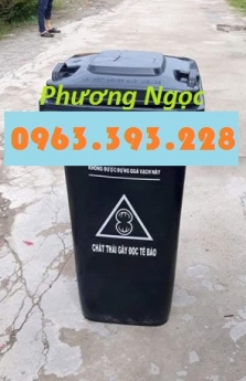 Thùng rác nhựa 120 lít nắp kín, thùng rác 120L nhựa HDPE, thùng rác công cộng 2 bánh xe