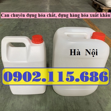 Can nhựa vuông 5lit, can hóa chất 5lit, can 5lit đựng hàng xuất khẩu, can 5lit đựng tinh dầu, can 5l