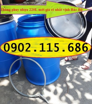 Thùng phuy nhựa 200l có đai sắt, thùng phuy nhựa 220l mới, thùng phuy nhựa 200l nắp mở, thùng phuy n