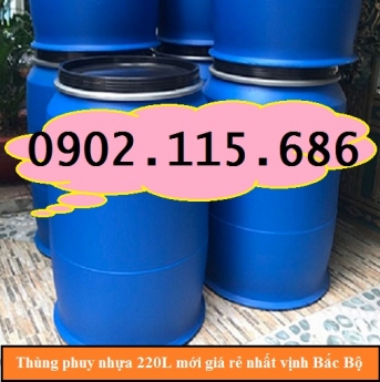 Thùng phuy nhựa 200l có đai sắt, thùng phuy nhựa 220l mới, thùng phuy nhựa 200l nắp mở, thùng phuy n